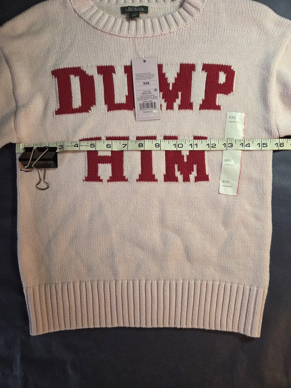 wild fable Light Pink Crewneck Sweater with Red 'DUMP HIM' Text - Picture 5 of 7
